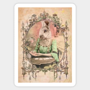 Pretty Bunny Lady in Pink Sticker